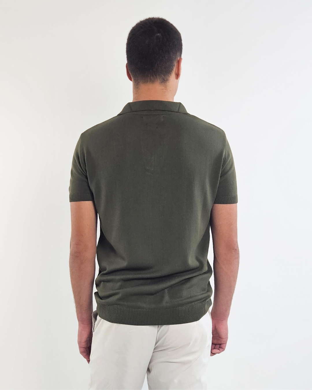 ELEGANTO - OLIVE T-SHIRT - KNITTED POLO