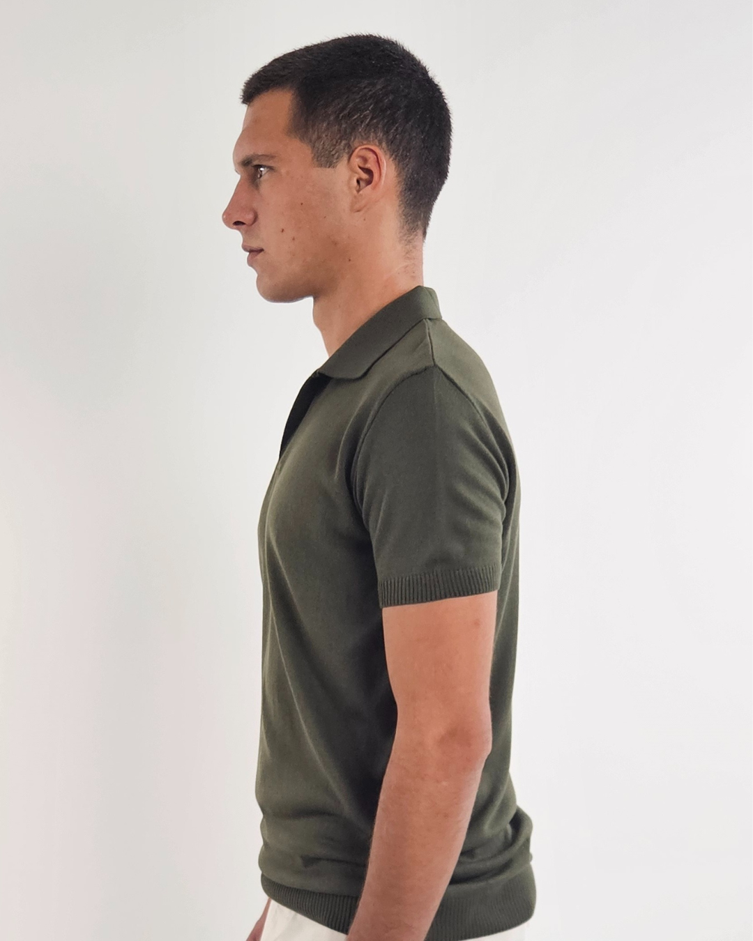 ELEGANTO - OLIVE T-SHIRT - KNITTED POLO