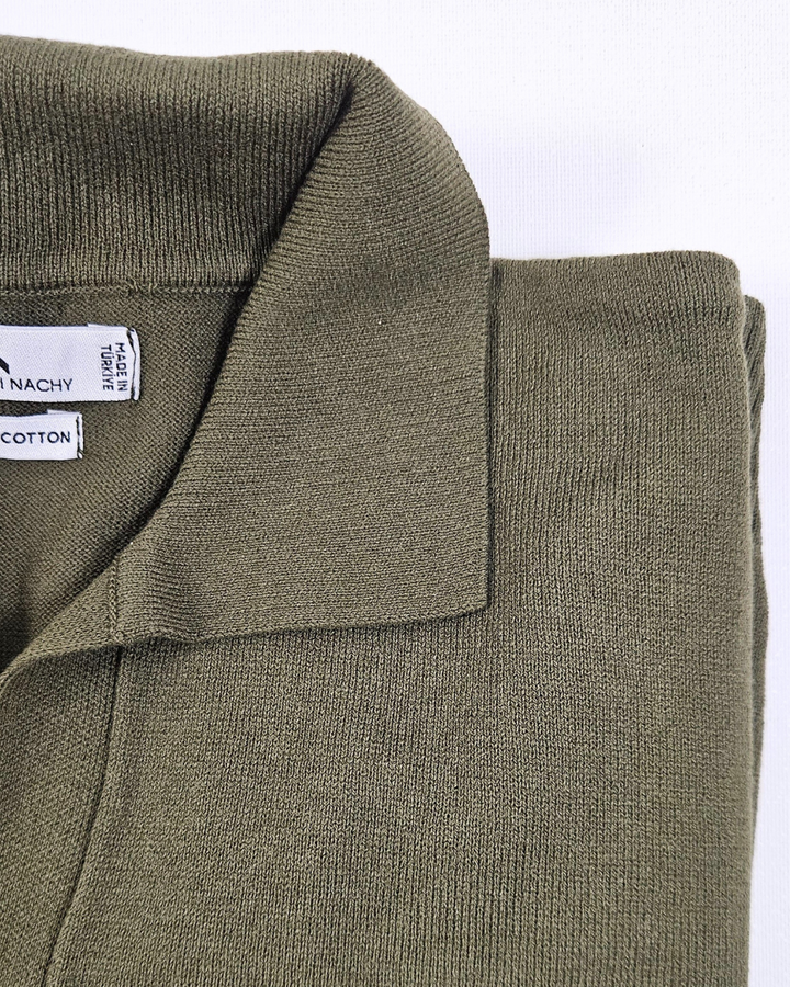 ELEGANTO - OLIVE T-SHIRT - KNITTED POLO