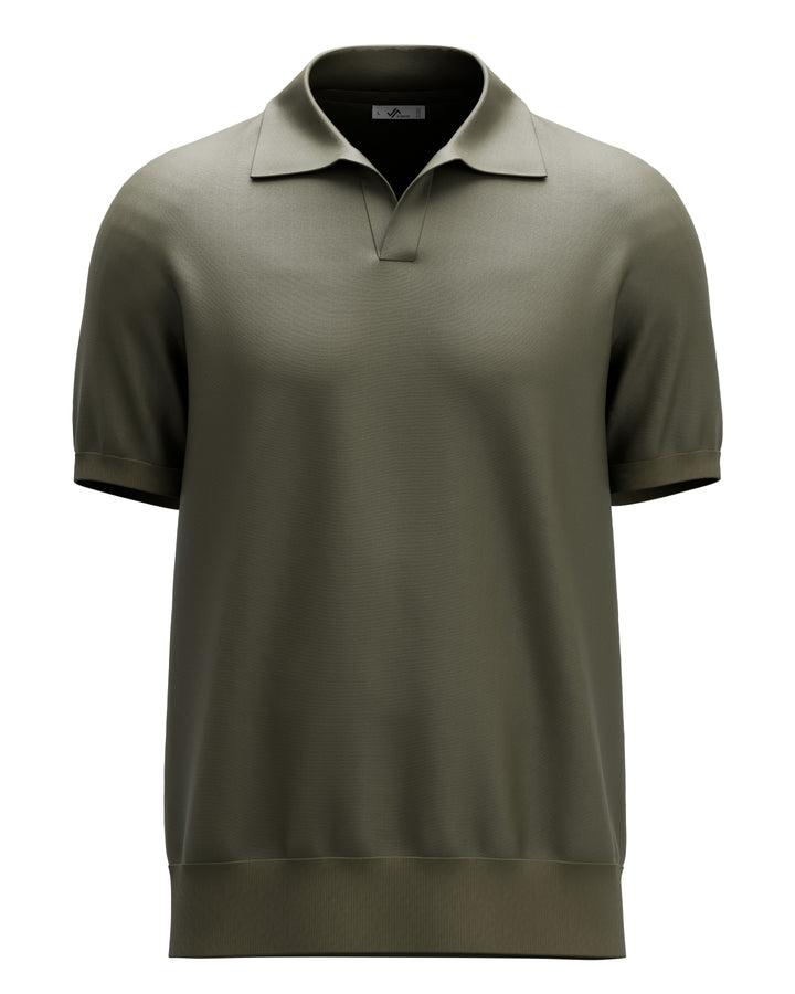 ELEGANTO - OLIVE T-SHIRT - KNITTED POLO