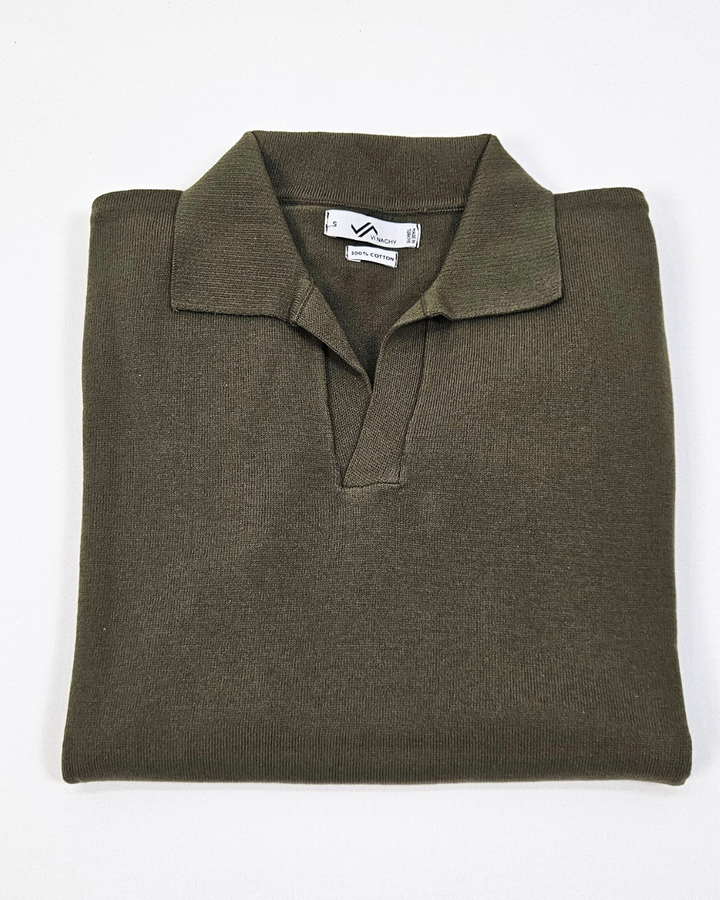 ELEGANTO - OLIVE T-SHIRT - KNITTED POLO