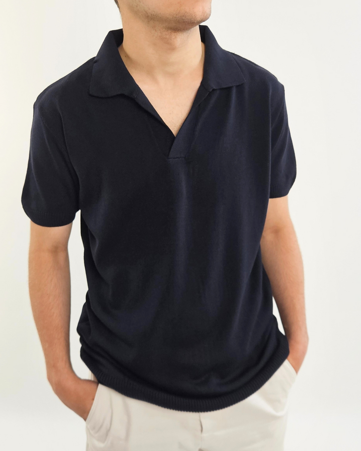 ELEGANTO - SPACE BLUE T-SHIRT - KNITTED POLO